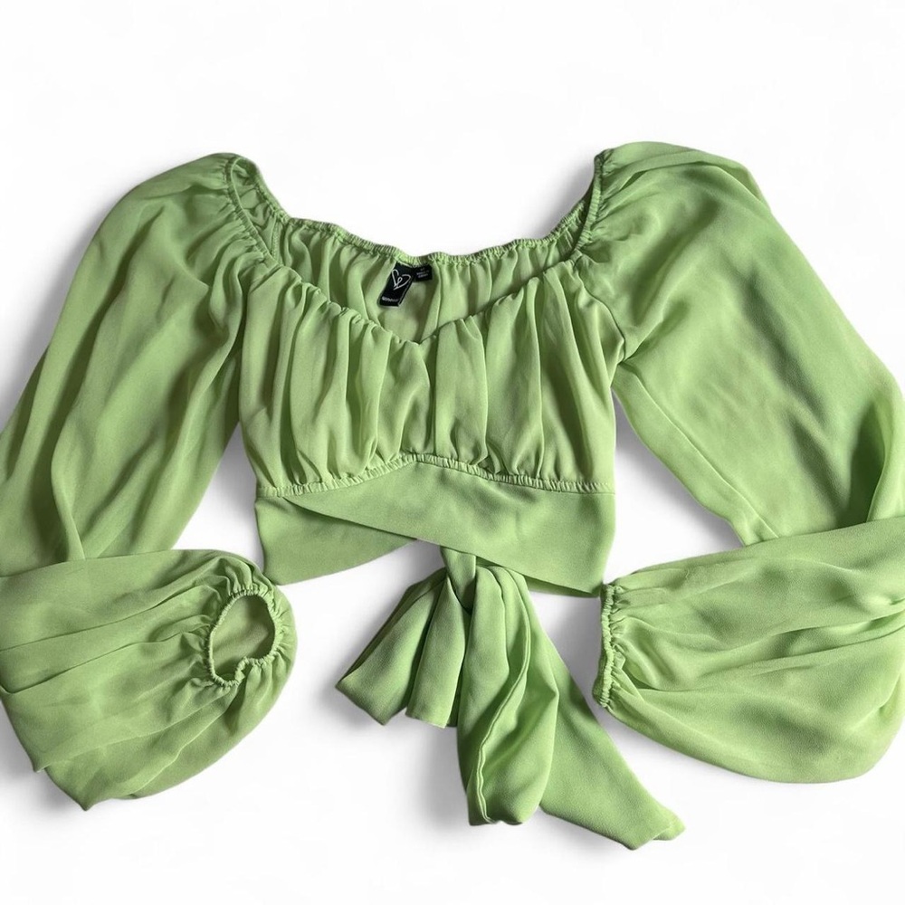 Windsor Light Green Blouse with Tie Detail